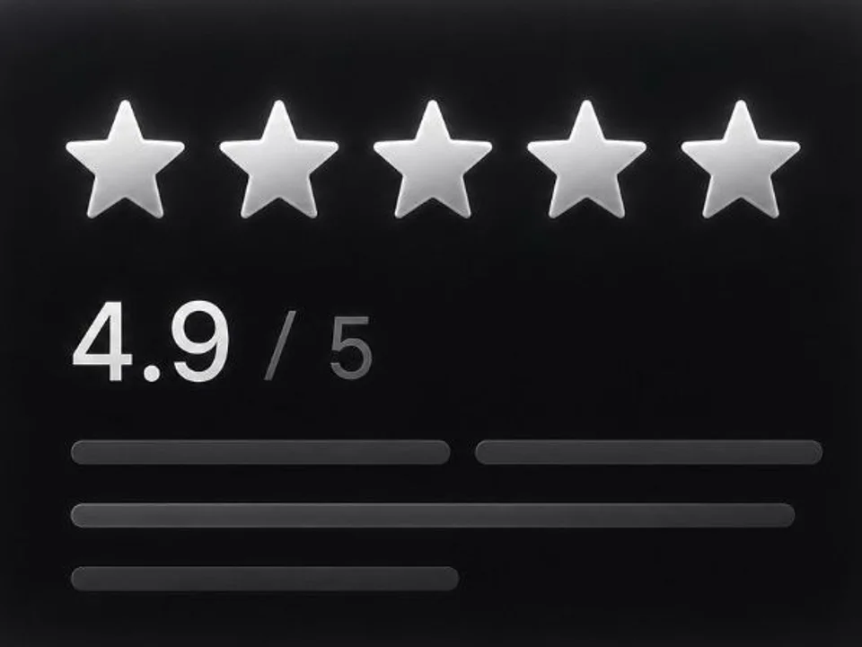 KI für Kundenbewertungen: Trust-Element mit Sterne-Rating 4,9 von 5
